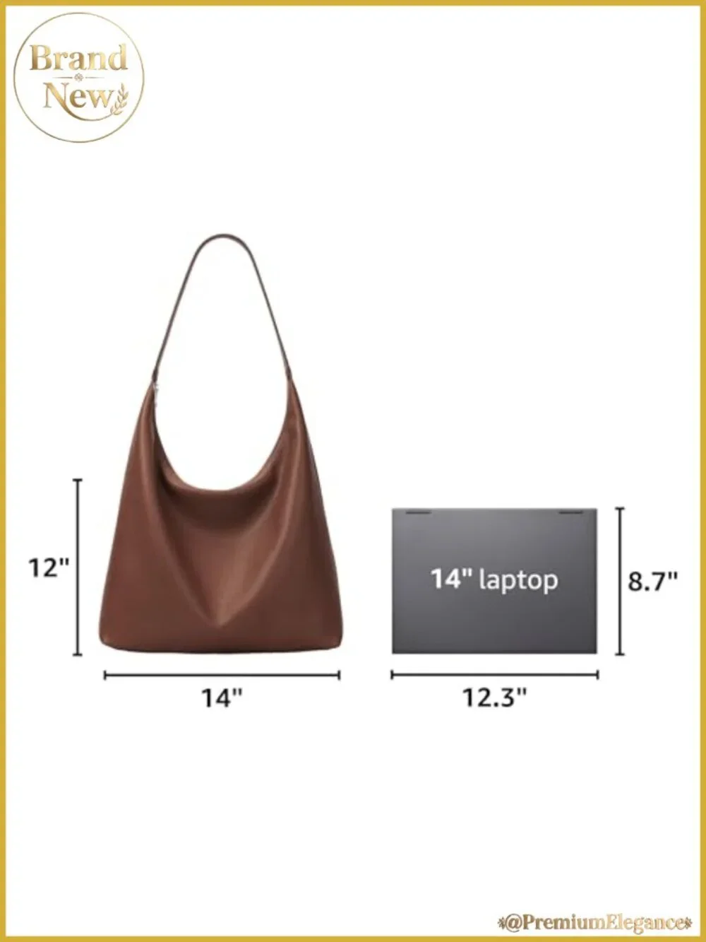 Slouchy Tote Bag Vegan Leather Crescent Hobo Zipper Shoulder Bag